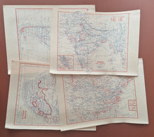 Load image into Gallery viewer, 4 x Vintage Printed Maps Of India and Ceylon , South Africa, Asia, United States and Canada, Old Boo
