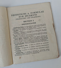 Load image into Gallery viewer, 1941 Definitions &amp; Formulae for Students Telegraphy &amp; Telephony Pitman Book
