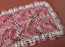 Load image into Gallery viewer, Rare Crochet Doily Ornamental Table Place Mat , Pink Colour with white border
