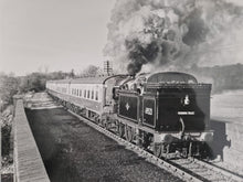Load image into Gallery viewer, Black White Photo Locomotive Steam Engine Great Central Railway 14/11/87 69523 Crossing Swithland Re

