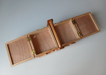 Load image into Gallery viewer, Vintage Wooden Cantilever Sewing Box Craft Storage Box Fold-Out Handle 28cm
