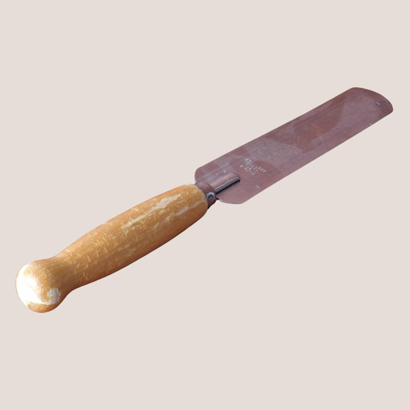 Vintage 1960s Chrome Plated Palette Spatula / Spreader with Shabby Yellow Painted Wooden Handle