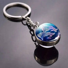 Load image into Gallery viewer, 12 Constellation Key Chain Luminous Double Sided Glass Ball Pendant 12 Zodiac Key Chain Fashion Birthday Gift for Men and Women
