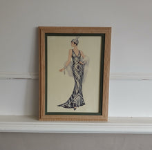 Load image into Gallery viewer, Framed Art Deco Lady Fashion Print Vintage Style Wall Art Picture 35.5 x 27cm
