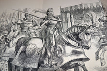 Load image into Gallery viewer, Vintage Large Print: Before The Tournament PUNCH Cartoon, Armour Knight &amp; Horse
