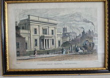 Load image into Gallery viewer, Tiviots&#39;dale Chapel Stockport Engraved Artwork Print in black and gold colour picture frame, J H
