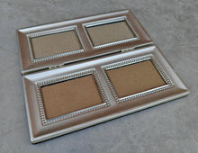 Load image into Gallery viewer, Vintage Silver-Tone Folding Metal Photo Frame | 4 Picture Slots | Beaded Edge Detail | 21.5cm x 19cm
