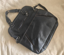 Load image into Gallery viewer, Nine West “Black In Black” Leather Boho Hobo Purse Handbag Satchel 37.5 x 35.5cm

