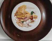 Load image into Gallery viewer, Vintage Mallard Duck Ceramic Wall Plaque , Framed in Solid Wood , 29.5cm Round , Rustic Country Wall
