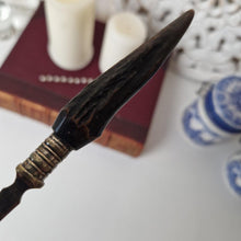 Load image into Gallery viewer, Antique EPNS Silver Plated Spoon with Horn Handle shallow bowl with scalloped shoulders 18cm long
