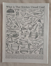 Load image into Gallery viewer, Vintage Bookplate Illustration , What Is That Kitchen Utensil , Original  Print
