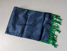 Load image into Gallery viewer, Vintage C&amp;A Canda Scarf Green  Blue Patterned 100% Polyester 132cm Long UK Made
