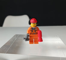 Load image into Gallery viewer, LEGO City Construction Worker Minifigure Orange Uniform Helmet Accessories
