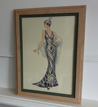 Load image into Gallery viewer, Framed Art Deco Lady Fashion Print Vintage Style Wall Art Picture 35.5 x 27cm
