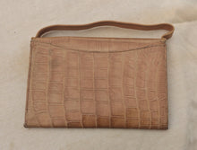 Load image into Gallery viewer, Vintage Crocodile Effect Leather Clutch Vanity Purse | G.W. Scott &amp; Sons London | 23cm x 15.5cm
