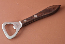 Load image into Gallery viewer, Vintage Bottle Opener Retro Wooden Handle 1970 , Bar ware Kitchenalia , Made In Japan, Stainle
