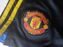 Load image into Gallery viewer, Adidas Manchester United Away Football Shorts Black Gold Mens Size S
