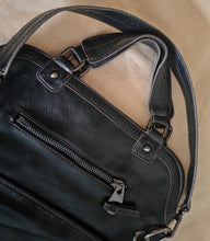 Load image into Gallery viewer, Nine West “Black In Black” Leather Boho Hobo Purse Handbag Satchel 37.5 x 35.5cm
