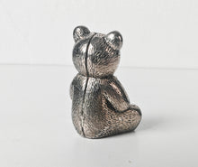 Load image into Gallery viewer, Silver Tone Teddy Bear Holding Present Figurine Ornament Collectible 4cm Gift

