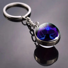 Load image into Gallery viewer, 12 Constellation Key Chain Luminous Double Sided Glass Ball Pendant 12 Zodiac Key Chain Fashion Birthday Gift for Men and Women
