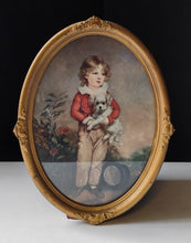 Load image into Gallery viewer, Vintage Oval Framed Arthur Devis Print Boy with Dog Antique Gilt Frame 48cm
