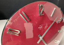 Load image into Gallery viewer, Vintage Retro Red Wall Clock Premier Quartz Space Age Style 31cm Tested
