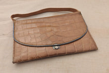 Load image into Gallery viewer, Vintage Crocodile Effect Leather Clutch Vanity Purse | G.W. Scott &amp; Sons London | 23cm x 15.5cm

