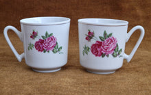 Load image into Gallery viewer, Pair of Vintage Rose Design Espresso Coffee Cups Set of 2 Small Floral Teacups

