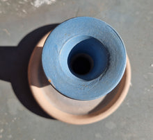 Load image into Gallery viewer, Vintage Agios Nikolaos Stoneware Candlestick Chamber Stick , Hand Painted , Nautical Sea Sail Boat S
