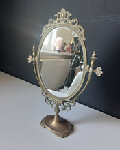 Load image into Gallery viewer, Vintage Brass Style Oval Vanity Mirror Ornate Swivel Dressing Table 50cm
