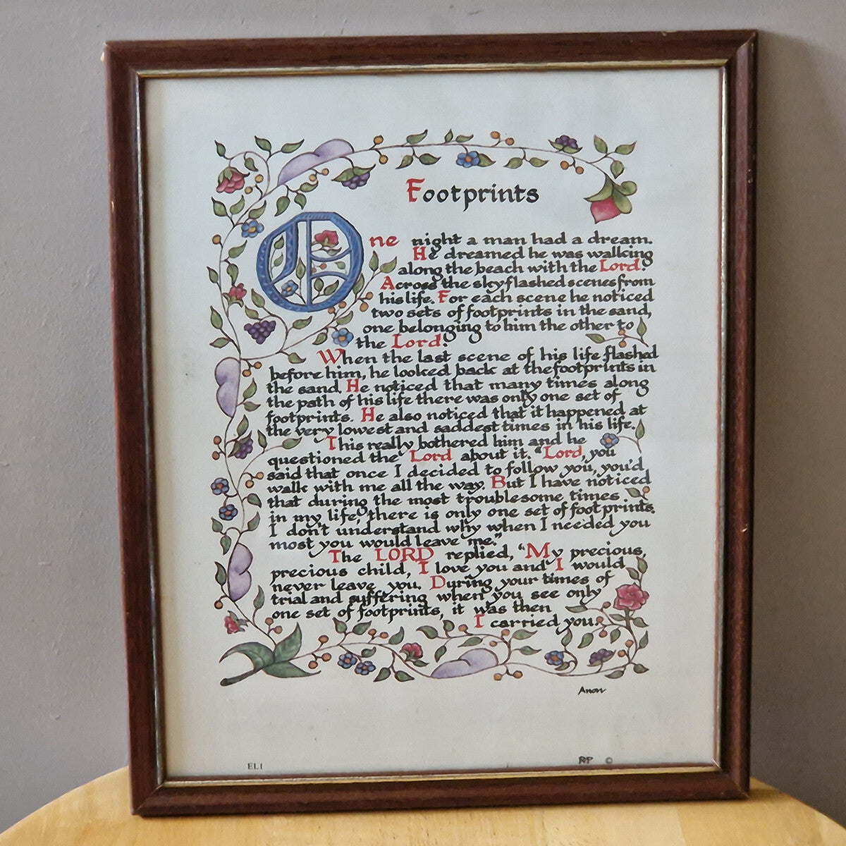 FOOTPRINTS BIBLE STORY , IT WAS THEN THAT I CARRIED YOU - FRAMED PRINT PICTURE