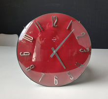 Load image into Gallery viewer, Vintage Retro Red Wall Clock Premier Quartz Space Age Style 31cm Tested
