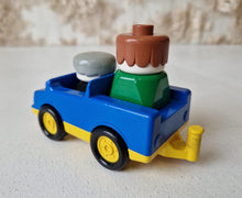 Load image into Gallery viewer, Vintage Lego Duplo set, blue car, man driver / woman passenger, 3 piece set, vintage toys, original,
