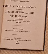 Load image into Gallery viewer, United Grand Lodge of England - Constitutions 1926, Vintage Masonic Book
