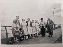 Load image into Gallery viewer, Vintage Black &amp; White Old Family Group Travel Photograph, Group Of Woman with Smartly Dressed Men By
