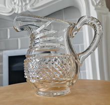 Load image into Gallery viewer, Vintage Cut Glass Jug | Heavy Pressed Crystal Water Pitcher | 16cm Tall | Diamond &amp; Fan Cut Design |
