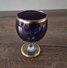 Load image into Gallery viewer, Vintage Blue Colour Sherry Glass With Gold Colour Edge 13.5cm tall
