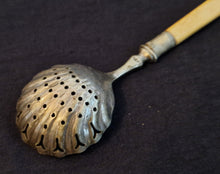 Load image into Gallery viewer, Vintage Sugar Sifter Spoon With Cream Colour Plastic Handle - English, Marked D&amp;A, 16cm long

