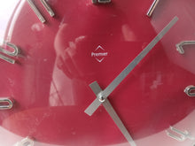 Load image into Gallery viewer, Vintage Retro Red Wall Clock Premier Quartz Space Age Style 31cm Tested

