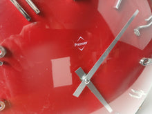 Load image into Gallery viewer, Vintage Retro Red Wall Clock Premier Quartz Space Age Style 31cm Tested
