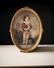 Load image into Gallery viewer, Vintage Oval Framed Arthur Devis Print Boy with Dog Antique Gilt Frame 48cm
