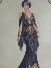 Load image into Gallery viewer, Framed Art Deco Lady Fashion Print Vintage Style Wall Art Picture 36 x 27cm
