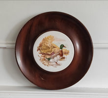 Load image into Gallery viewer, Vintage Mallard Duck Ceramic Wall Plaque , Framed in Solid Wood , 29.5cm Round , Rustic Country Wall
