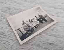 Load image into Gallery viewer, Vintage Black &amp; White Old Family Group Travel Photograph, Group Of Woman with Smartly Dressed Men By
