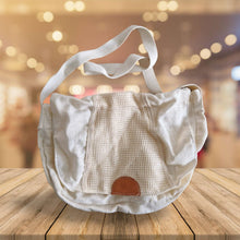 Load image into Gallery viewer, Vintage Canva Cotton Messenger Bag White Colour Made In Hong Kong Genuine Vintag

