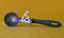 Load image into Gallery viewer, Vintage green plastic handle ice cream scoop , kitchen utensil, Made In England, 23cm Long
