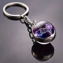 Load image into Gallery viewer, 12 Constellation Key Chain Luminous Double Sided Glass Ball Pendant 12 Zodiac Key Chain Fashion Birthday Gift for Men and Women
