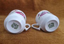 Load image into Gallery viewer, Pair of Vintage Rose Design Espresso Coffee Cups Set of 2 Small Floral Teacups
