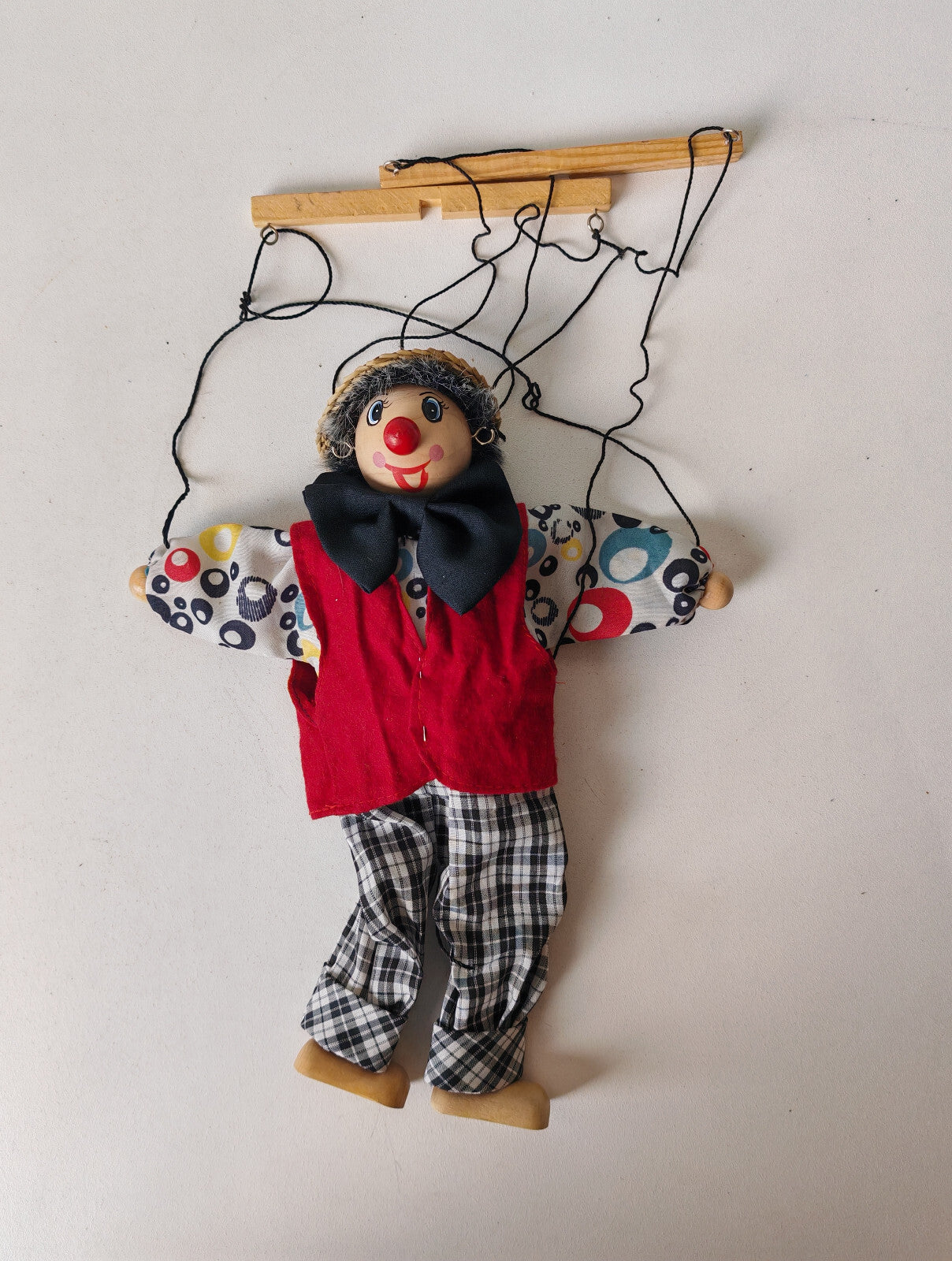 Vintage Handmade Clown Marionette Puppet - Collectible