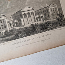 Load image into Gallery viewer, Vintage Book Plate Print: The London Orphan Asylum, Clapton Engraving by H.W. Bond, 1828 after T.H.
